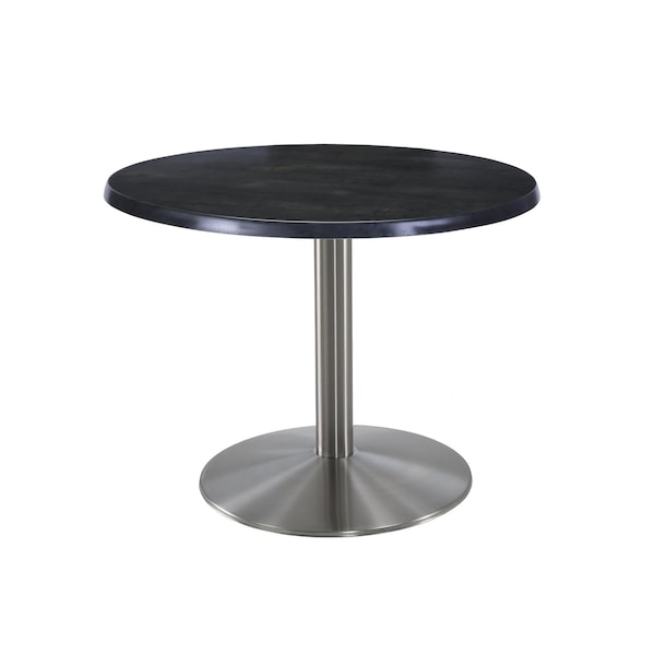 30" Tall OD214 Stainless Steel Table Base 22" Diameter 30" Diameter Black Steel Top
